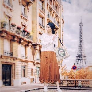 vtg•cottagecore skirt ruffle hem handmade